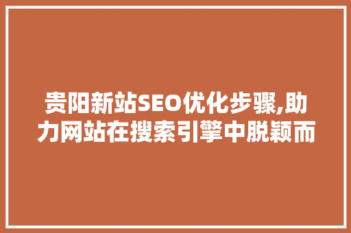 贵阳新站SEO优化步骤,助力网站在搜索引擎中脱颖而出