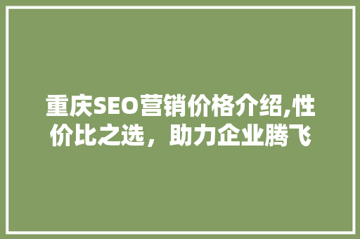 重庆SEO营销价格介绍,性价比之选，助力企业腾飞