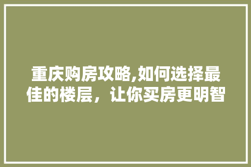 重庆购房攻略,如何选择最佳的楼层，让你买房更明智！