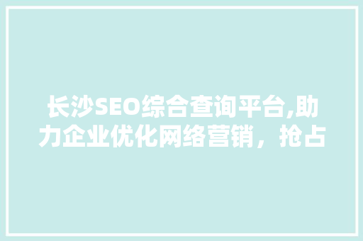 长沙SEO综合查询平台,助力企业优化网络营销，抢占市场先机