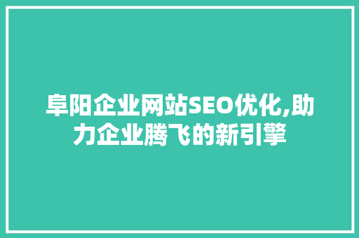 阜阳企业网站SEO优化,助力企业腾飞的新引擎 SEO教程