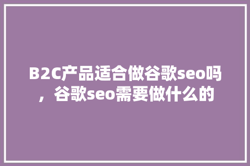 B2C产品适合做谷歌seo吗，谷歌seo需要做什么的