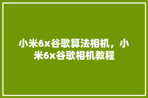 小米6x谷歌算法相机，小米6x谷歌相机教程