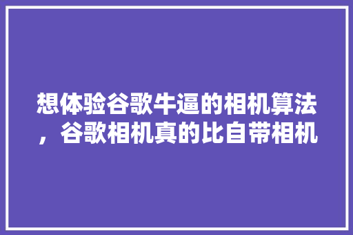 想体验谷歌牛逼的相机算法，谷歌相机真的比自带相机好用吗