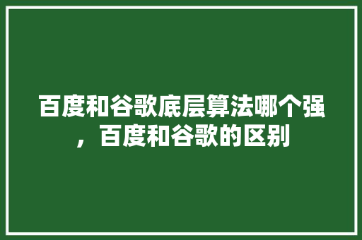 百度和谷歌底层算法哪个强，百度和谷歌的区别
