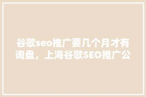 谷歌seo推广要几个月才有询盘，上海谷歌SEO推广公司 建站教程