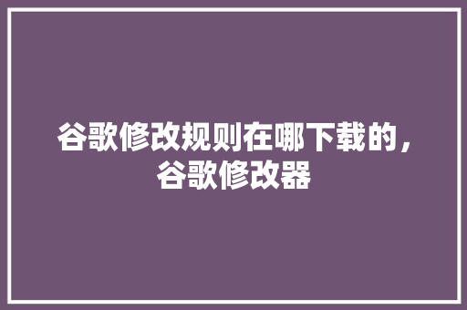 谷歌修改规则在哪下载的，谷歌修改器