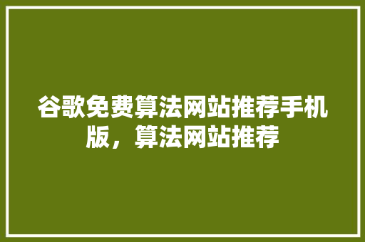谷歌免费算法网站推荐手机版，算法网站推荐