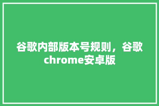谷歌内部版本号规则，谷歌chrome安卓版