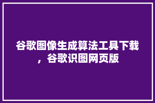 谷歌图像生成算法工具下载，谷歌识图网页版