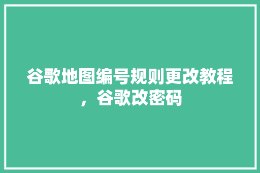 谷歌地图编号规则更改教程，谷歌改密码