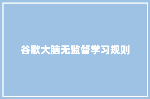 谷歌大脑无监督学习规则