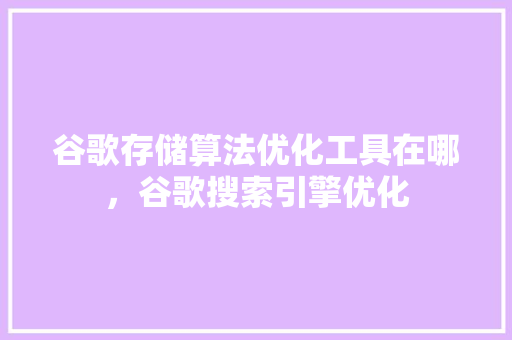 谷歌存储算法优化工具在哪，谷歌搜索引擎优化