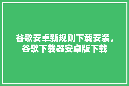 谷歌安卓新规则下载安装，谷歌下载器安卓版下载