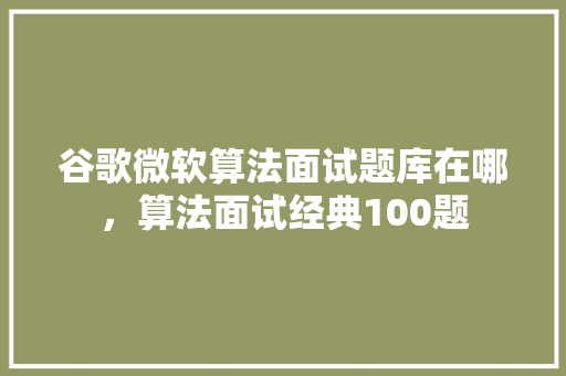 谷歌微软算法面试题库在哪，算法面试经典100题