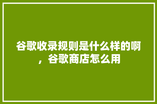 谷歌收录规则是什么样的啊，谷歌商店怎么用