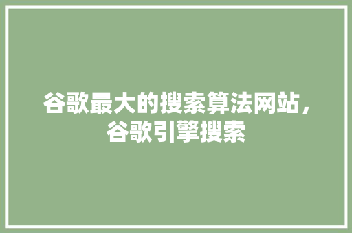 谷歌最大的搜索算法网站，谷歌引擎搜索