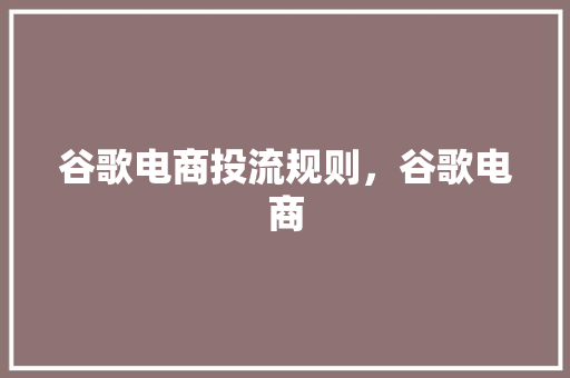 谷歌电商投流规则，谷歌电商