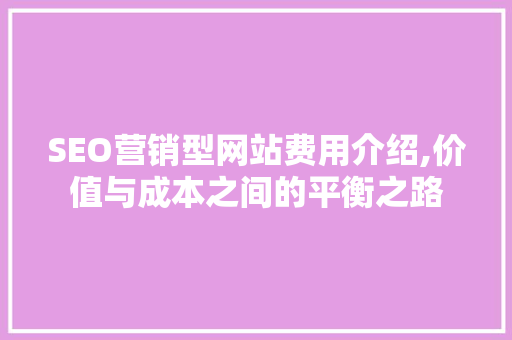 SEO营销型网站费用介绍,价值与成本之间的平衡之路