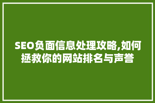 SEO负面信息处理攻略,如何拯救你的网站排名与声誉