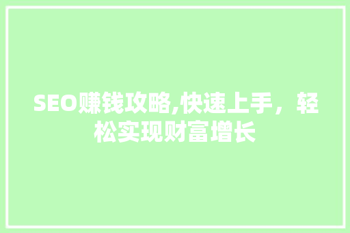 SEO赚钱攻略,快速上手，轻松实现财富增长