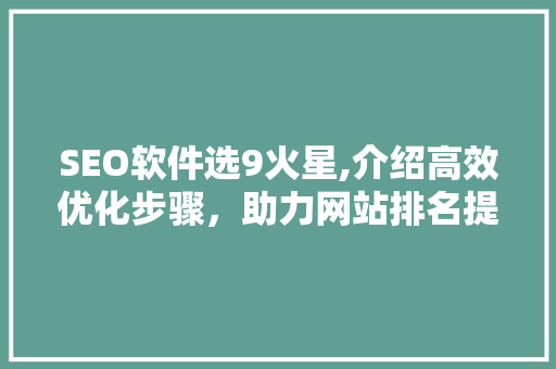 SEO软件选9火星,介绍高效优化步骤，助力网站排名提升