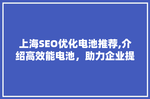 上海SEO优化电池推荐,介绍高效能电池，助力企业提升竞争力
