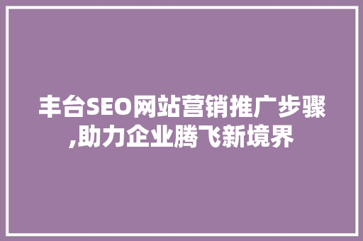 丰台SEO网站营销推广步骤,助力企业腾飞新境界