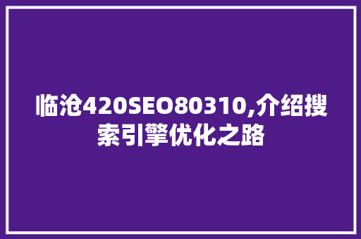 临沧420SEO80310,介绍搜索引擎优化之路