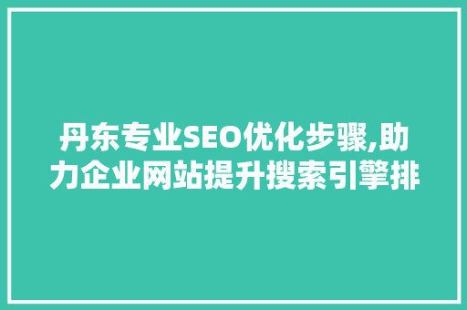 丹东专业SEO优化步骤,助力企业网站提升搜索引擎排名