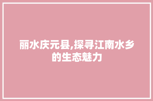 丽水庆元县,探寻江南水乡的生态魅力