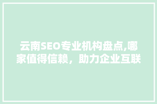 云南SEO专业机构盘点,哪家值得信赖，助力企业互联网营销腾飞