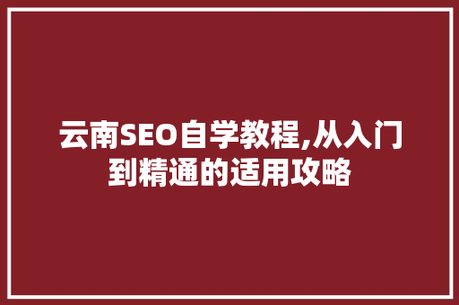 云南SEO自学教程,从入门到精通的适用攻略