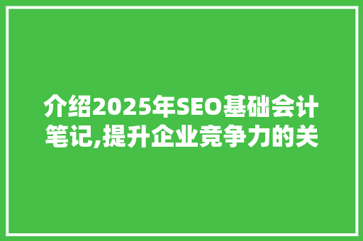 介绍2025年SEO基础会计笔记,提升企业竞争力的关键步骤