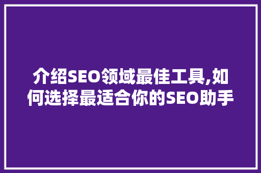 介绍SEO领域最佳工具,如何选择最适合你的SEO助手