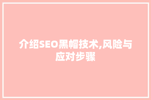 介绍SEO黑帽技术,风险与应对步骤 服务器/数据库