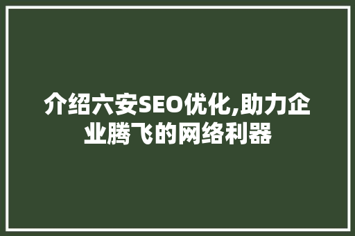 介绍六安SEO优化,助力企业腾飞的网络利器