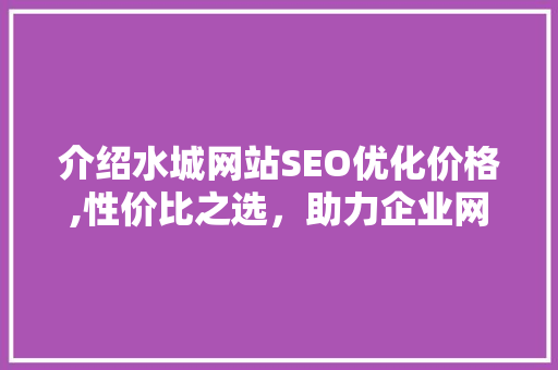 介绍水城网站SEO优化价格,性价比之选，助力企业网络营销腾飞