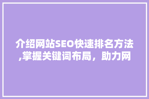 介绍网站SEO快速排名方法,掌握关键词布局，助力网站脱颖而出