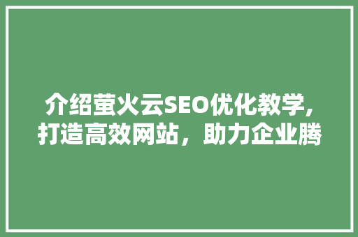 介绍萤火云SEO优化教学,打造高效网站，助力企业腾飞