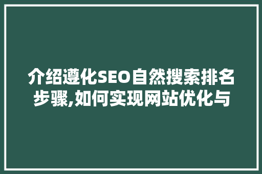 介绍遵化SEO自然搜索排名步骤,如何实现网站优化与提升
