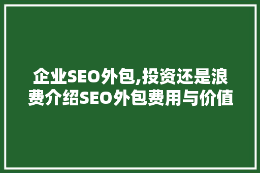 企业SEO外包,投资还是浪费介绍SEO外包费用与价值