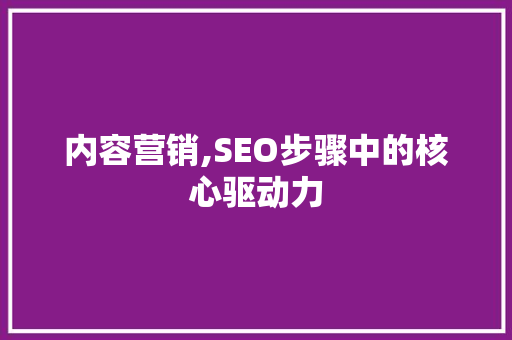 内容营销,SEO步骤中的核心驱动力
