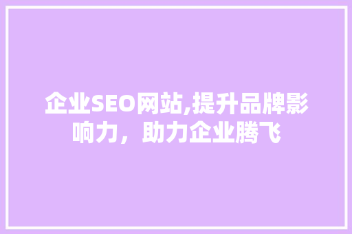 企业SEO网站,提升品牌影响力，助力企业腾飞