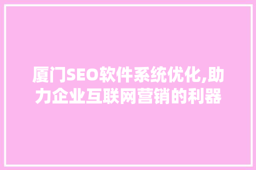 厦门SEO软件系统优化,助力企业互联网营销的利器