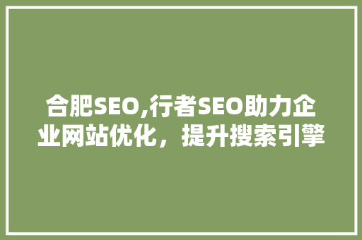 合肥SEO,行者SEO助力企业网站优化，提升搜索引擎排名