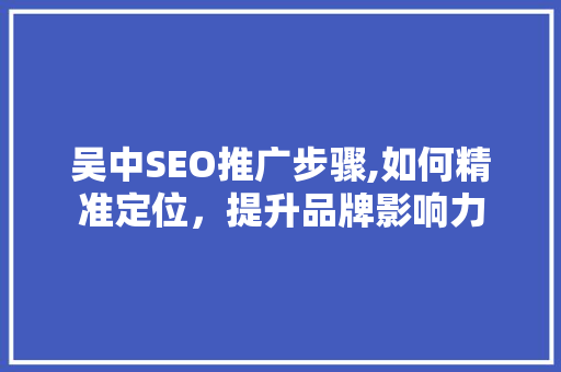 吴中SEO推广步骤,如何精准定位，提升品牌影响力