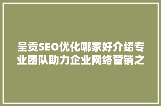 呈贡SEO优化哪家好介绍专业团队助力企业网络营销之路