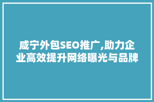咸宁外包SEO推广,助力企业高效提升网络曝光与品牌影响力