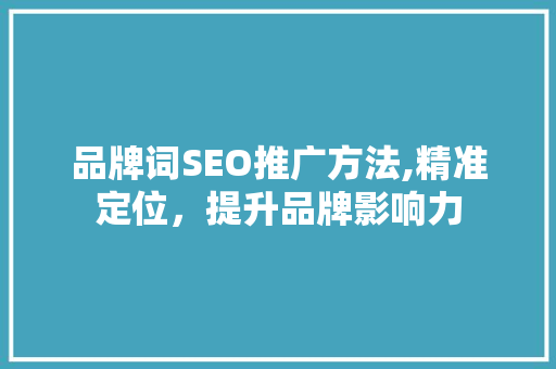品牌词SEO推广方法,精准定位，提升品牌影响力
